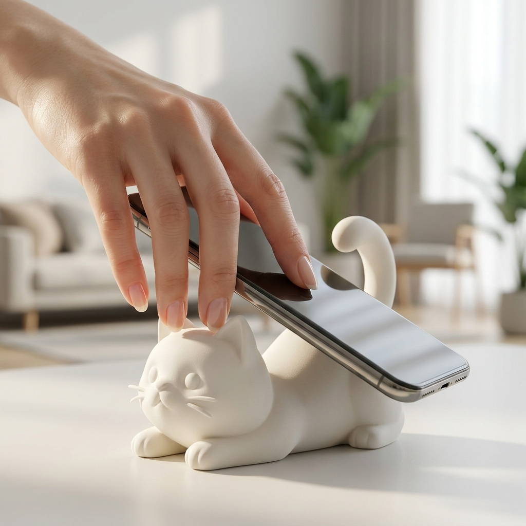 Tablet Accessories 3D Print - 3D Printed Cat Figurine Device Stand