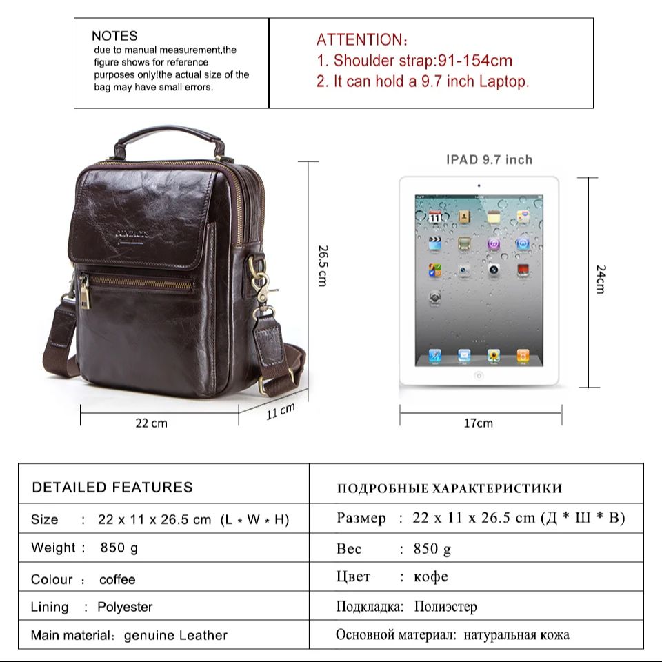 Genuine Leather Sling Shoulder - Tablet Shoulder Bag avaliação e preço
