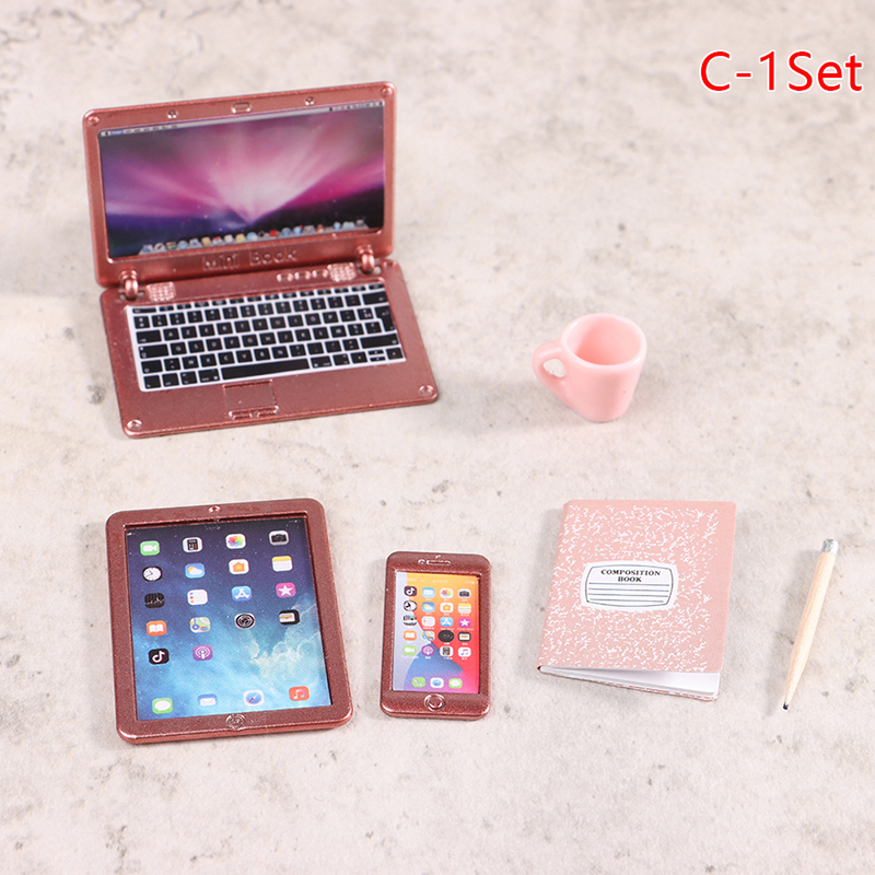 6/7Pcs/Set 1:12 Dollhouse Mini - Tablet Accessories For Kids avaliação e preço